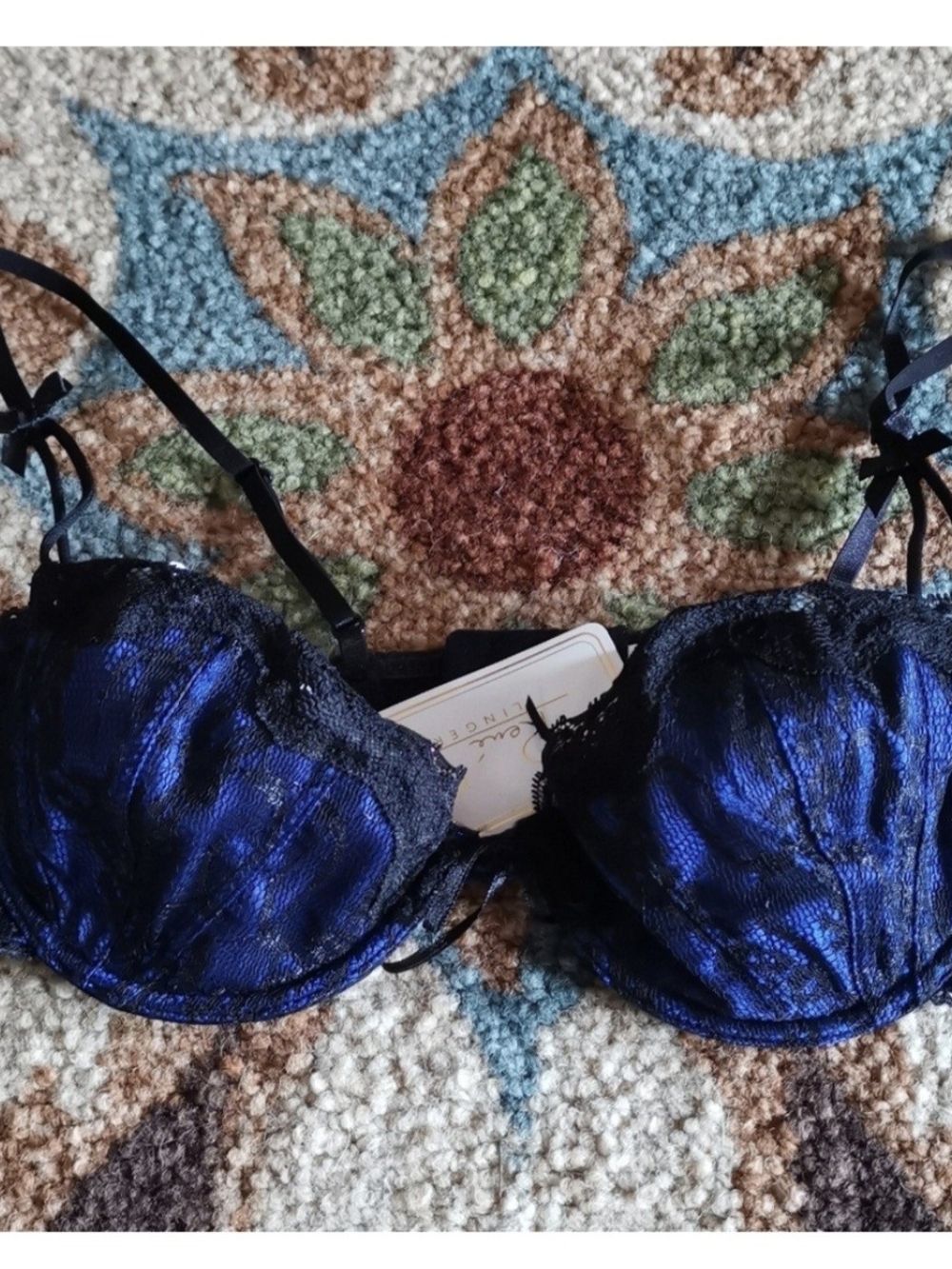 sophie b. Blue and Black Lace Underwire Bra